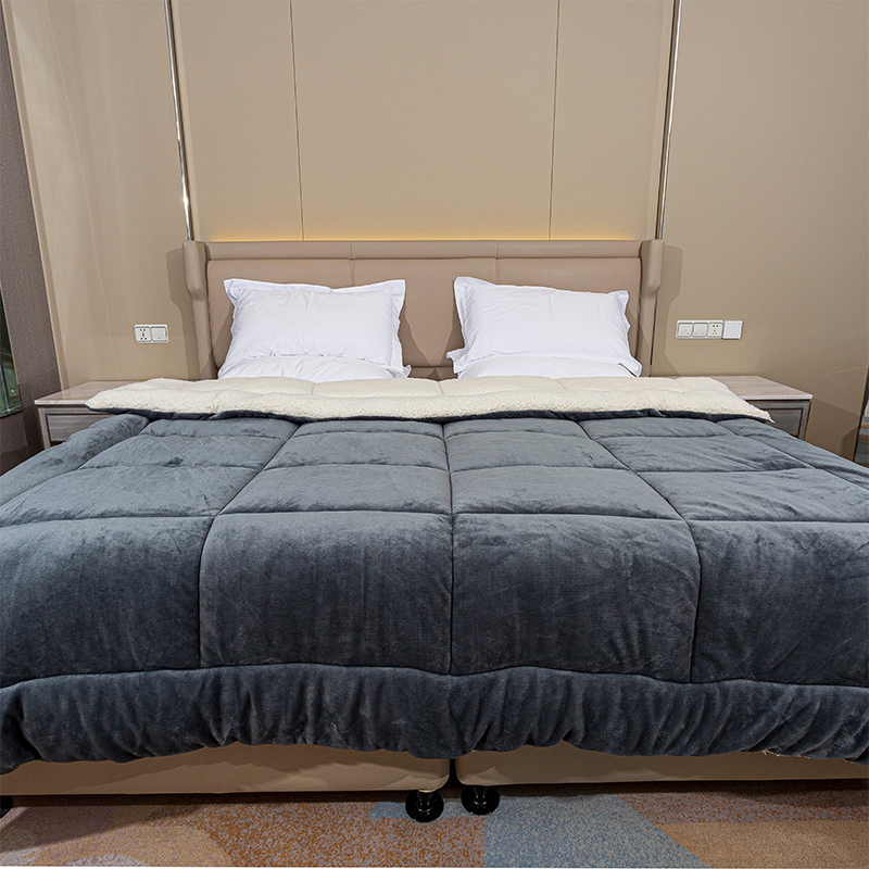 3 -delige omkeerbare dekbed set ultra zacht flanel, polyester vullende koudweer winter warm lam fleece beddengoed met bijpassende schijnvertoning